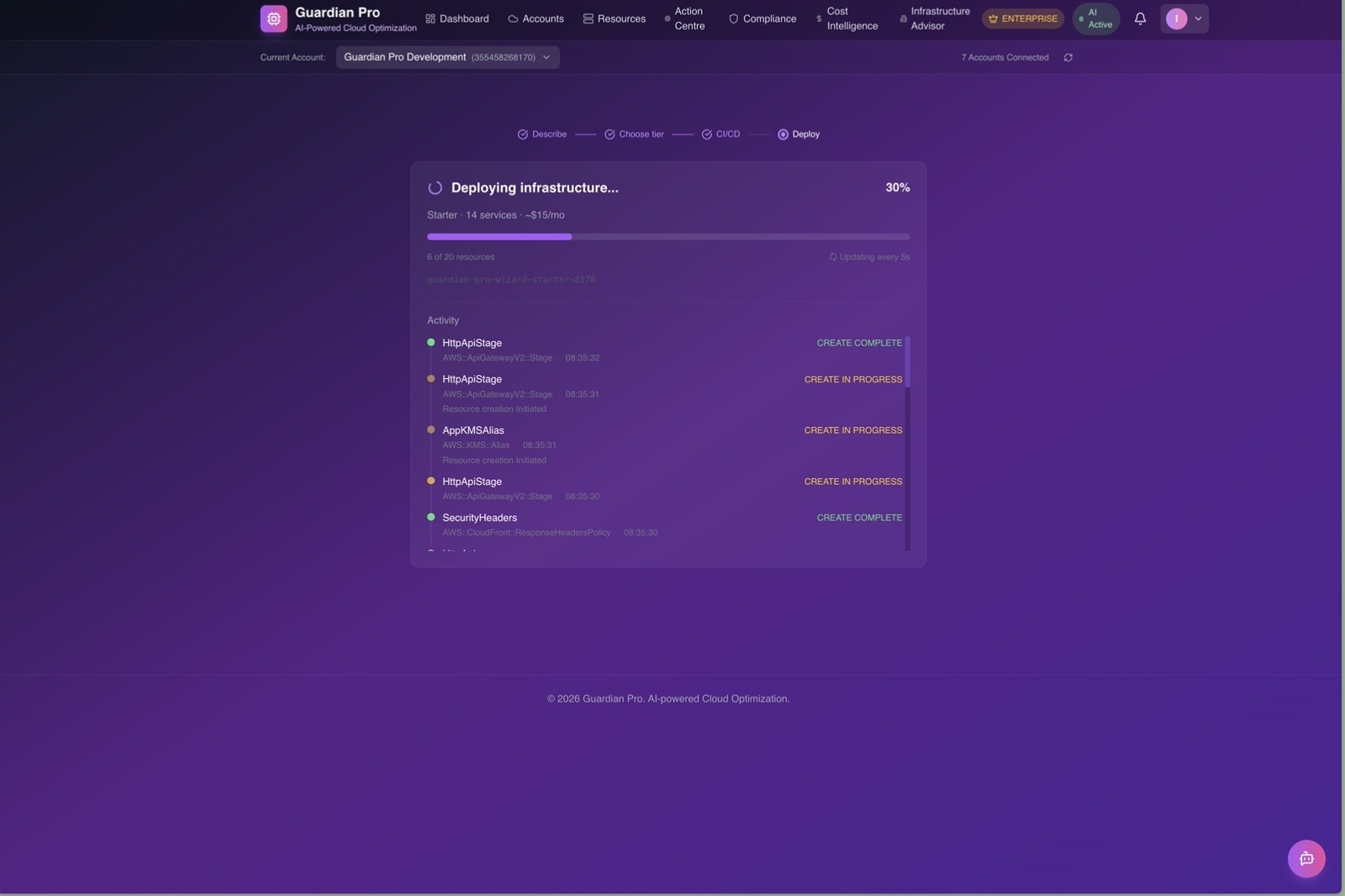 CI/CD configuration showing build and deployment settings